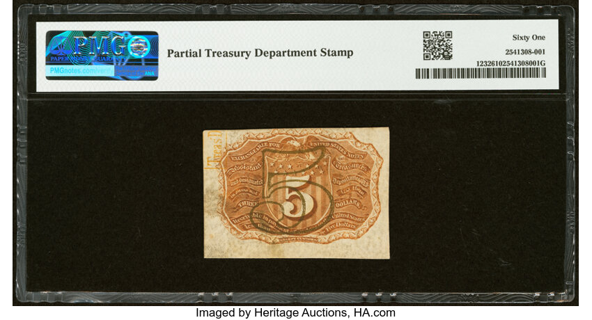 5c Head of George Washington in Bronze Oval Frame (Fr. 1232) CU67 thumbnail 16