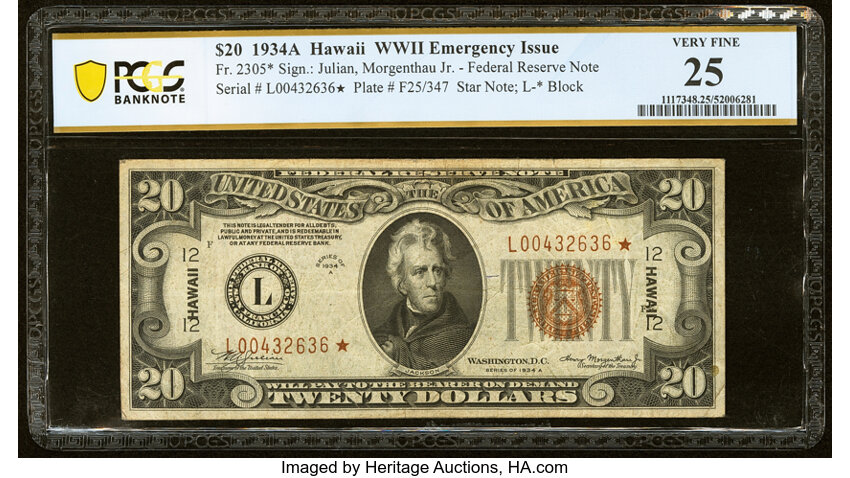 1934A $20  Hawaiian, Star Replacement (Fr. 2305*) thumbnail 3