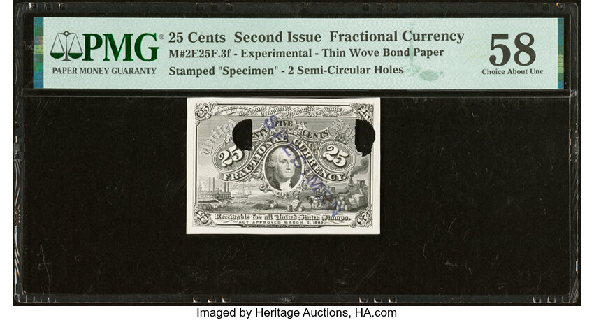  25c Head of George Washington in Bronze Oval Frame (Fr. 1283) thumbnail 2