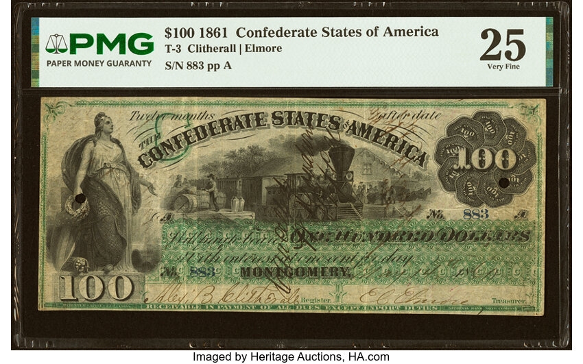 1861 $100  Montgomery (Fr. T3) thumbnail 3