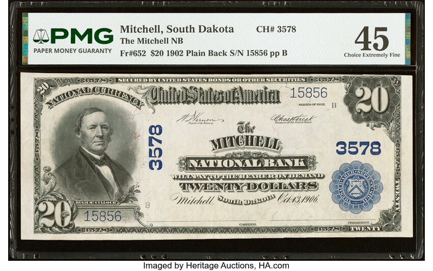 1902 $20  3rd Charter Period, 3rd Issue, Plain Back (Fr. 652) thumbnail 3