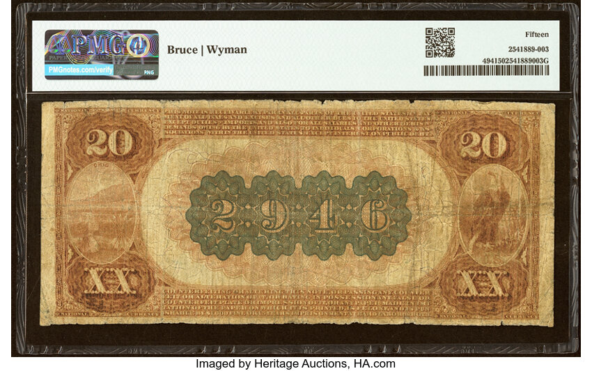 1882 $20  2nd Charter Period, 1st Issue, Brown Back (Fr. 494) thumbnail 14