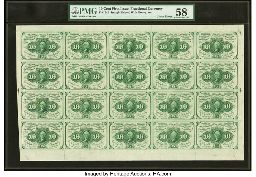  10c Washington Postage Stamp Obverse (Fr. 1242) thumbnail 2