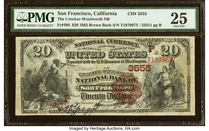 1882 $20  2nd Charter Period, 1st Issue, Brown Back (Fr. 496) thumbnail 3
