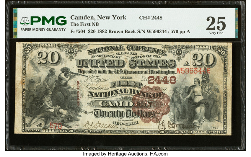 1882 $20  2nd Charter Period, 1st Issue, Brown Back (Fr. 504) thumbnail 8