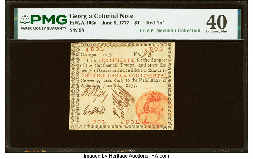 Jun 8, 1777 $4  Georgia (Fr. GA106a) thumbnail 2