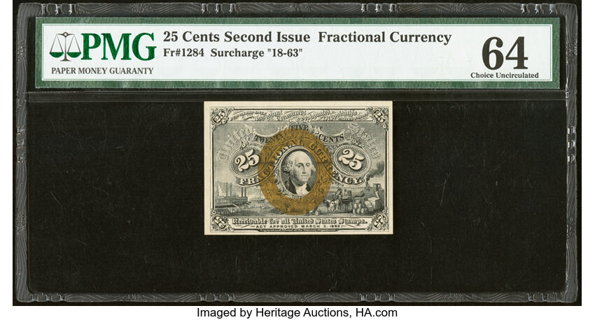  25c Head of George Washington in Bronze Oval Frame (Fr. 1284) thumbnail 2