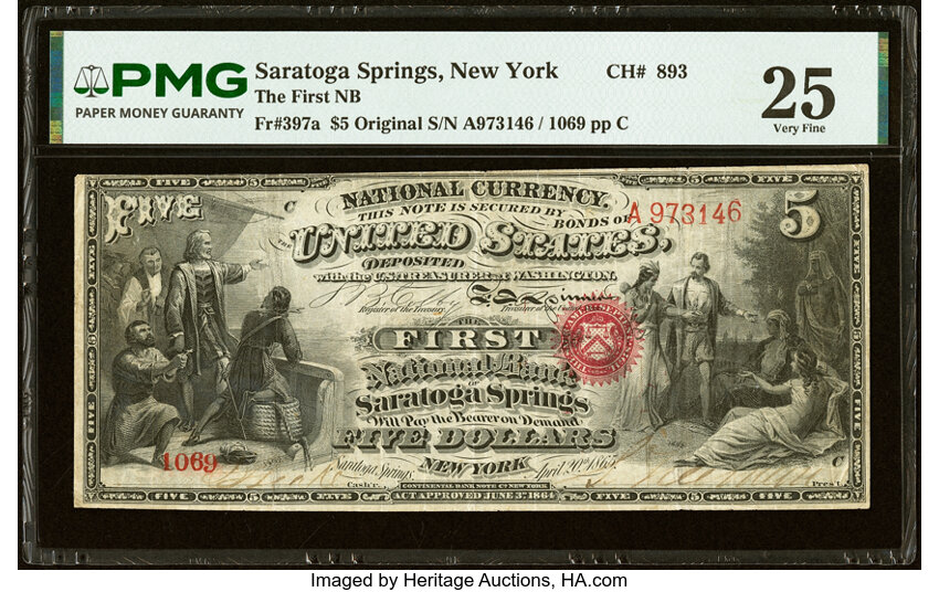 Original $5  1st Charter Period, Seal With Rays (Fr. 397a) thumbnail 5