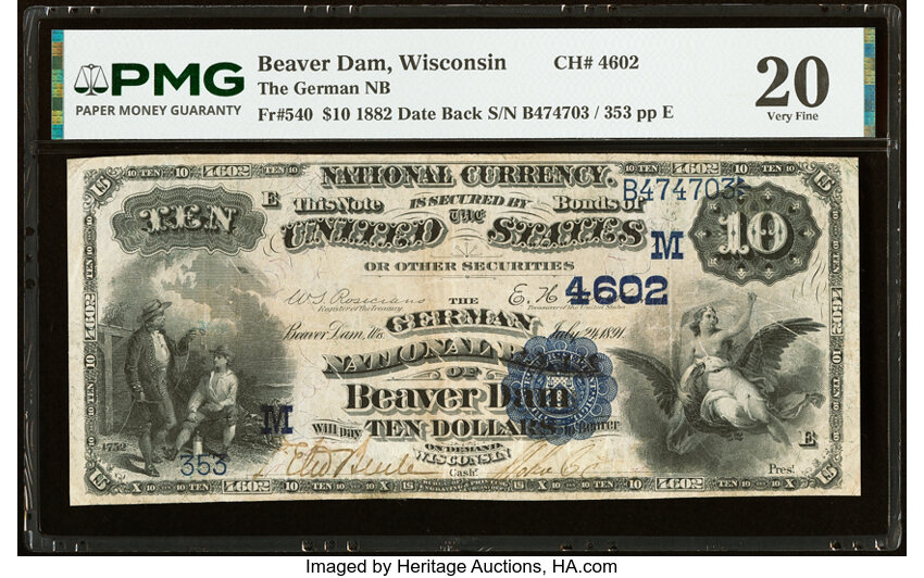 1882 $10  2nd Charter Period, 2nd Issue, Date Back (Fr. 540) thumbnail 4