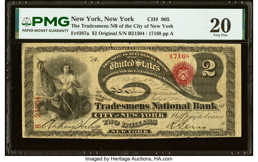 Original $2  1st Charter Period, Seal With Rays (Fr. 387a) thumbnail 17