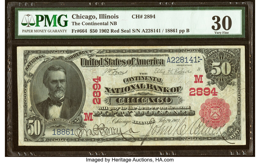 1902 $50  3rd Charter Period, 1st Issue, Red Seal (Fr. 664) thumbnail 2