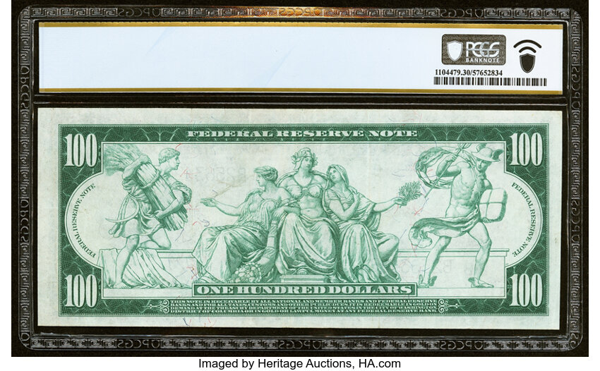 1914 $100  Blue Seal, New York (Fr. 1090) thumbnail 9