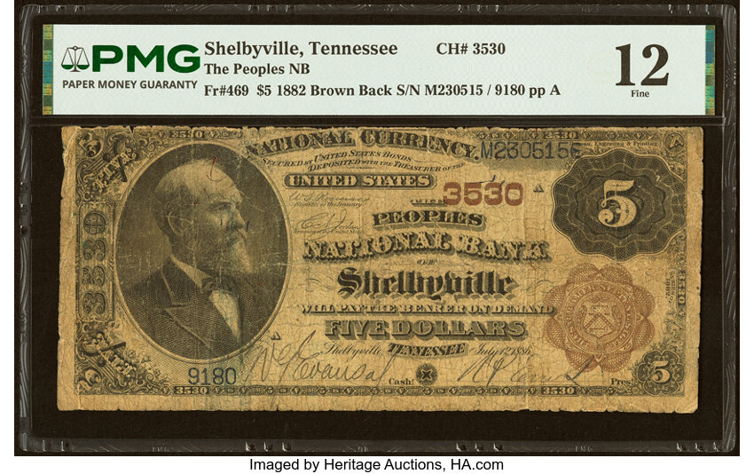 1882 $5  2nd Charter Period, 1st Issue, Brown Back (Fr. 469) thumbnail 5