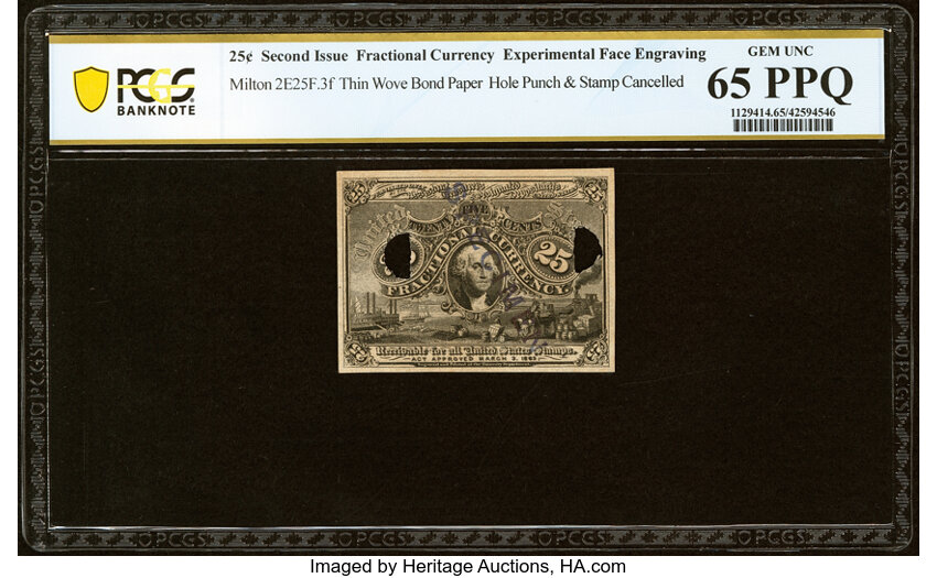  25c Head of George Washington in Bronze Oval Frame (Fr. 1283) thumbnail 9