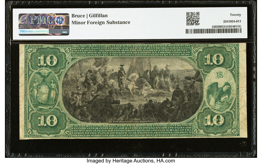 1875 $10  1st Charter Period, Scalloped Seal (Fr. 420) thumbnail 11