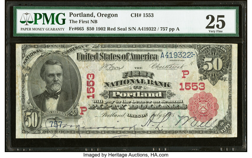 1902 $50  3rd Charter Period, 1st Issue, Red Seal (Fr. 665) thumbnail 2