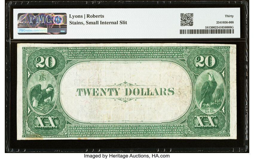 1882 $20  2nd Charter Period, 3rd Issue, Value Back (Fr. 581) thumbnail 16
