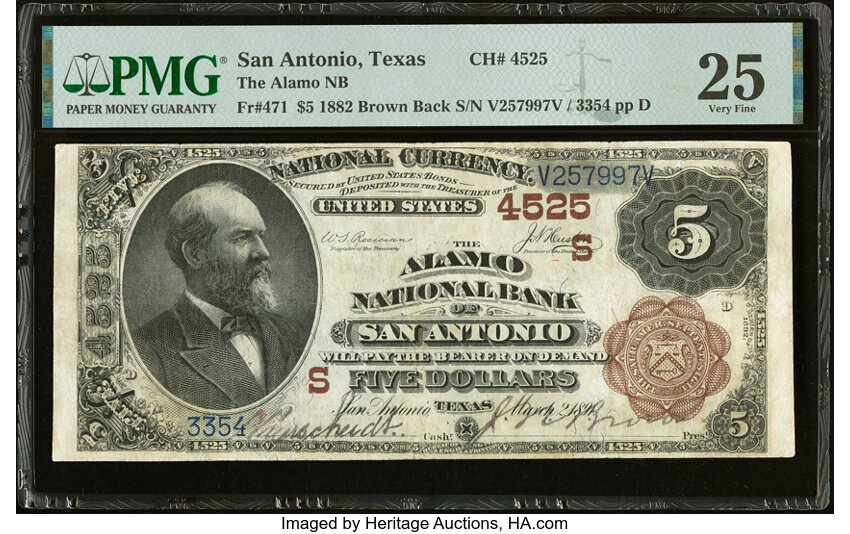 1882 $5  2nd Charter Period, 1st Issue, Brown Back (Fr. 471) thumbnail 11