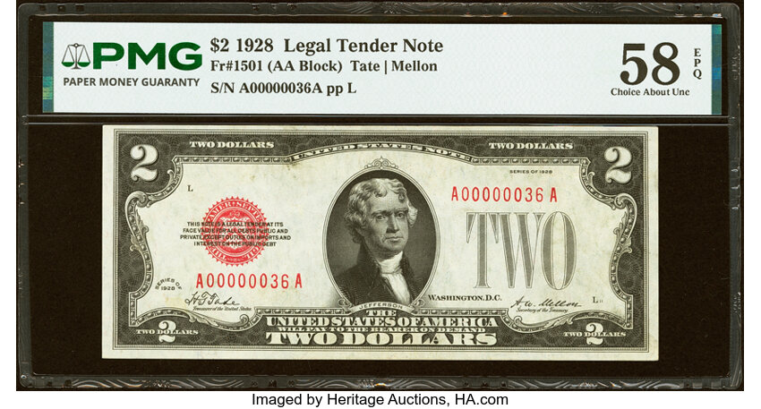 1928 $2  (Fr. 1501) thumbnail 2