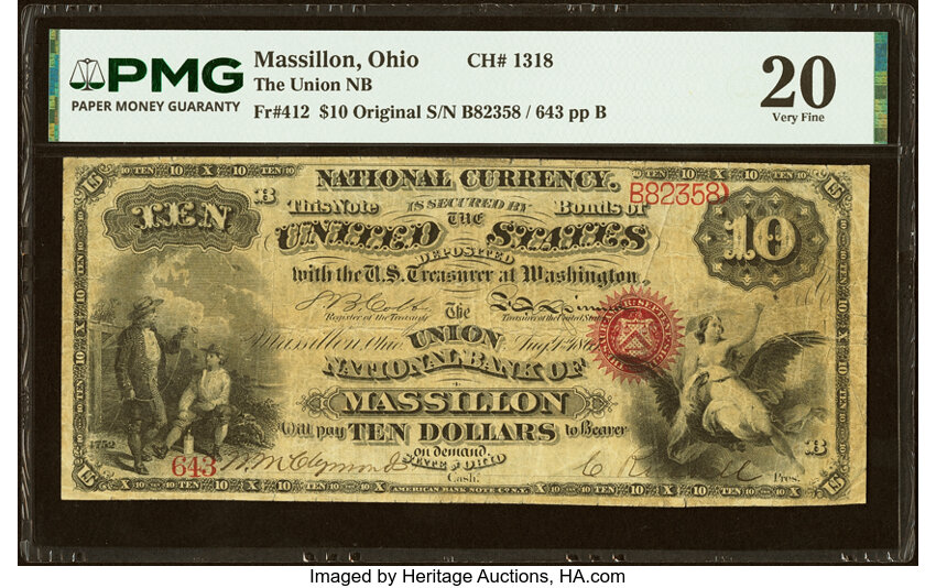 Original $10  1st Charter Period, Seal With Rays (Fr. 412) thumbnail 2
