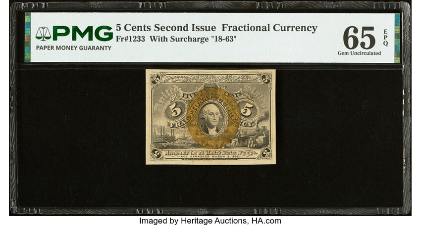  5c Head of George Washington in Bronze Oval Frame (Fr. 1233) thumbnail 2