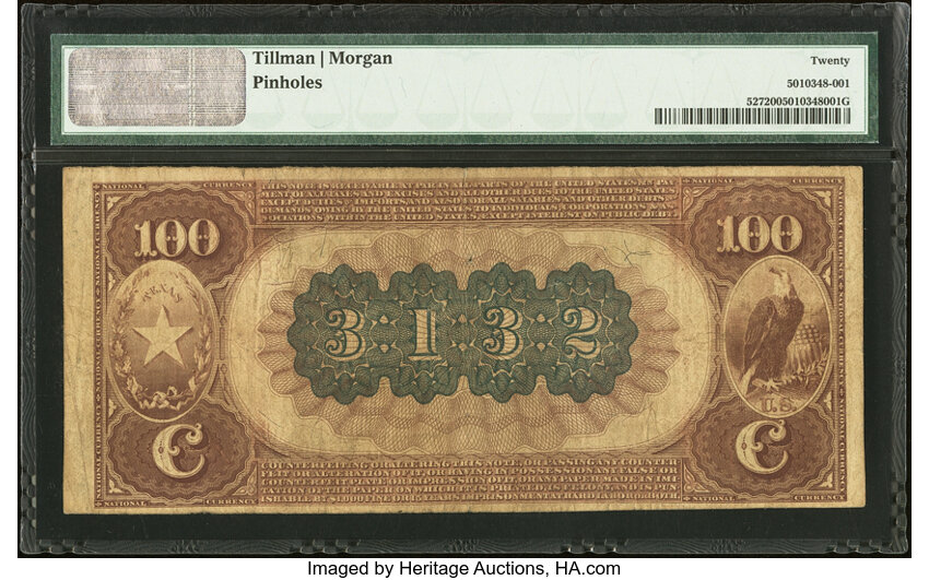 1882 $100  2nd Charter Period, 1st Issue, Brown Back (Fr. 527) thumbnail 6