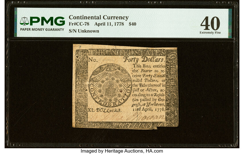Apr 11, 1778 $40  Continental Congress, Yorktown (Fr. CC78) thumbnail 2