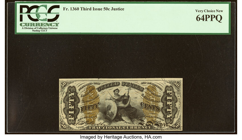  50c Seated Figure of Justice (Fr. 1360) thumbnail 3