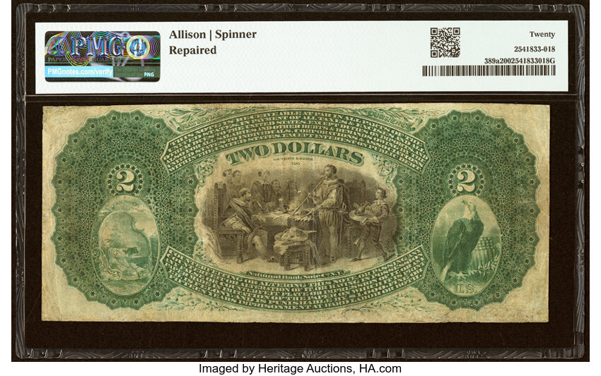 Original $2  1st Charter Period, Seal With Rays (Fr. 389a) thumbnail 4