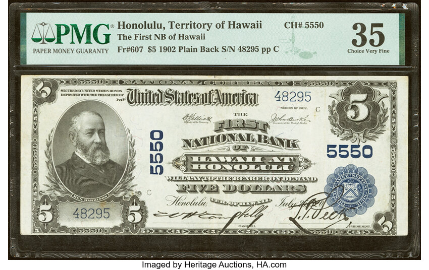1902 $5  3rd Charter Period, 3rd Issue, Plain Back (Fr. 607) thumbnail 5