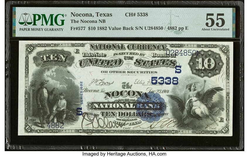 1882 $10  2nd Charter Period, 3rd Issue, Value Back (Fr. 577) thumbnail 7