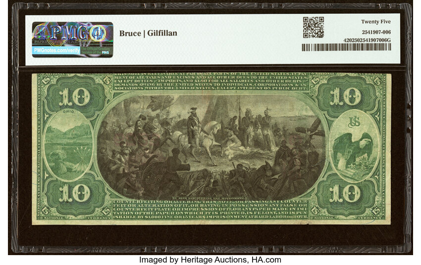 1875 $10  1st Charter Period, Scalloped Seal (Fr. 420) thumbnail 9