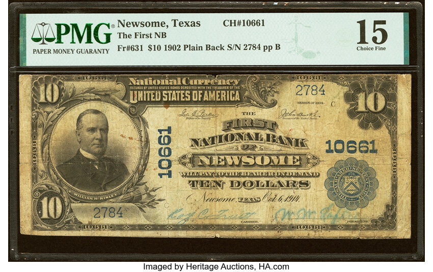 1902 $10  3rd Charter Period, 3rd Issue, Plain Back (Fr. 631) thumbnail 3