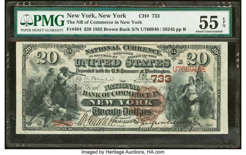 1882 $20  2nd Charter Period, 1st Issue, Brown Back (Fr. 494) thumbnail 5
