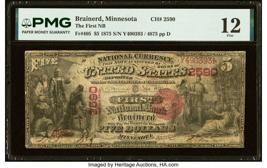 1875 $5  1st Charter Period, Scalloped Seal (Fr. 405) thumbnail 4