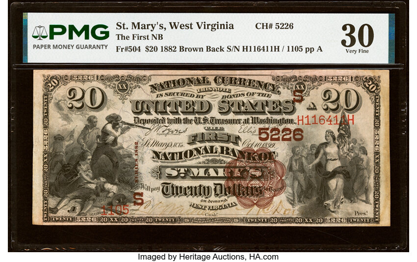 1882 $20  2nd Charter Period, 1st Issue, Brown Back (Fr. 504) thumbnail 4