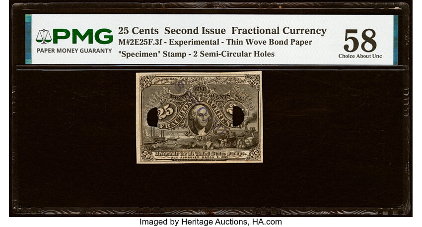  25c Head of George Washington in Bronze Oval Frame (Fr. 1283) thumbnail 15
