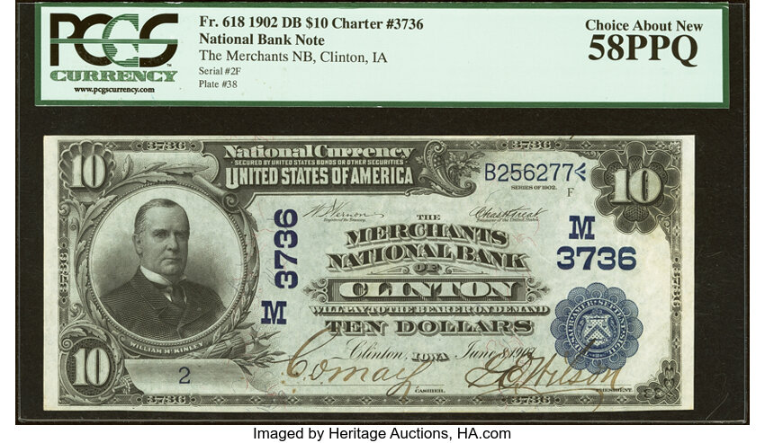 1902 $10  3rd Charter Period, 2nd Issue, Date Back (Fr. 618) thumbnail 5