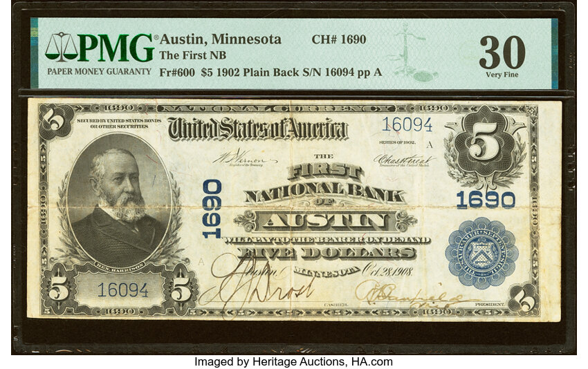 1902 $5  3rd Charter Period, 3rd Issue, Plain Back (Fr. 600) thumbnail 10