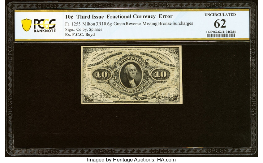  10c Head of George Washington (Fr. 1255) thumbnail 5