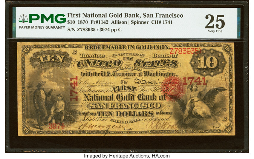 1870 $10  San Francisco (Fr. 1142) thumbnail 2