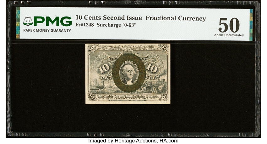  10c Head of George Washington in Bronze Oval Frame (Fr. 1248) thumbnail 2