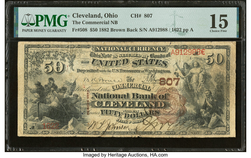 1882 $50  2nd Charter Period, 1st Issue, Brown Back (Fr. 508) thumbnail 3