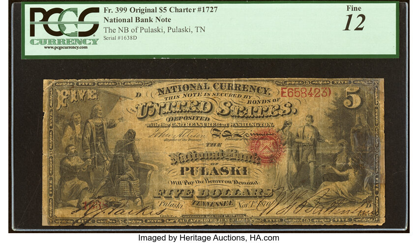 Original $5  1st Charter Period, Seal With Rays (Fr. 399) thumbnail 3