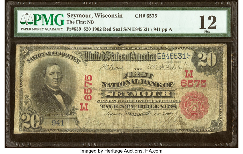 1902 $20  3rd Charter Period, 1st Issue, Red Seal (Fr. 639) thumbnail 3