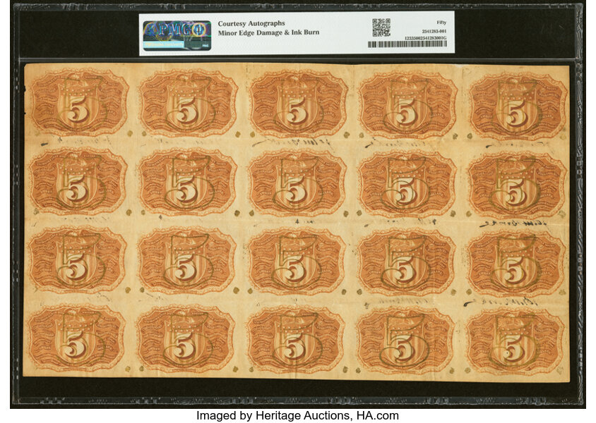  5c Head of George Washington in Bronze Oval Frame (Fr. 1233) thumbnail 17