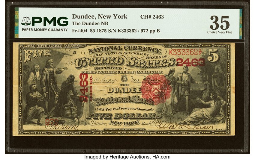 1875 $5  1st Charter Period, Scalloped Seal (Fr. 404) thumbnail 3
