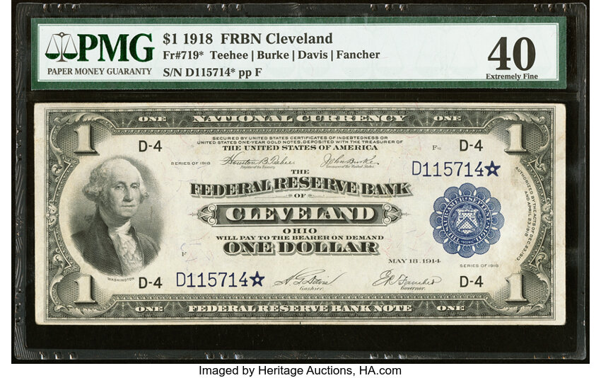 Image for 1918 $1  Cleveland, Star Replacement (Fr. 719*)