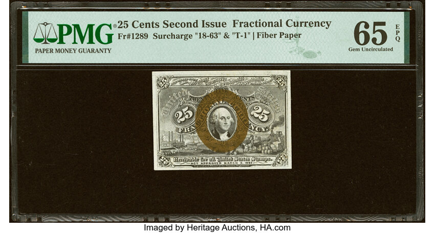  25c Head of George Washington in Bronze Oval Frame (Fr. 1289) thumbnail 2