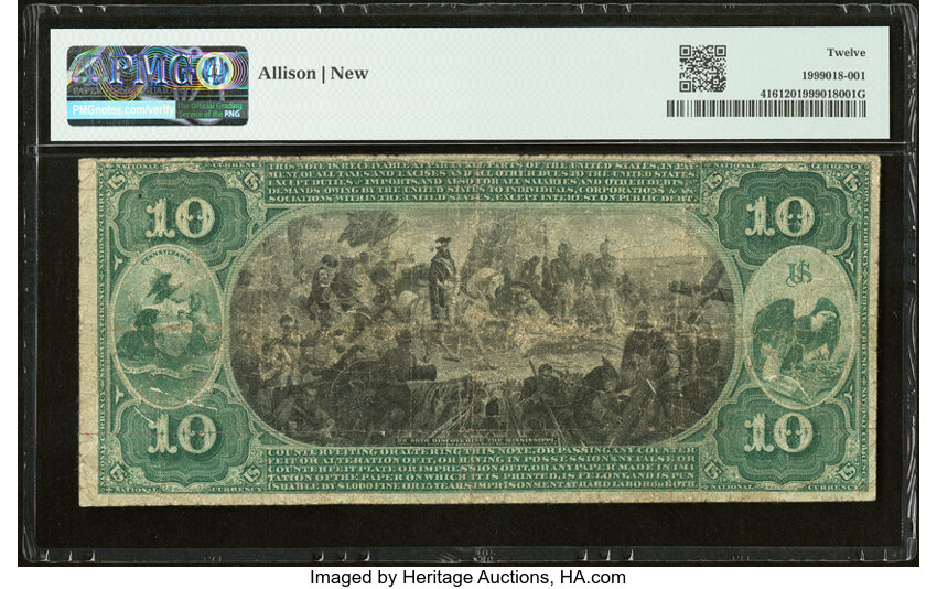 1875 $10  1st Charter Period, Scalloped Seal (Fr. 416) thumbnail 9